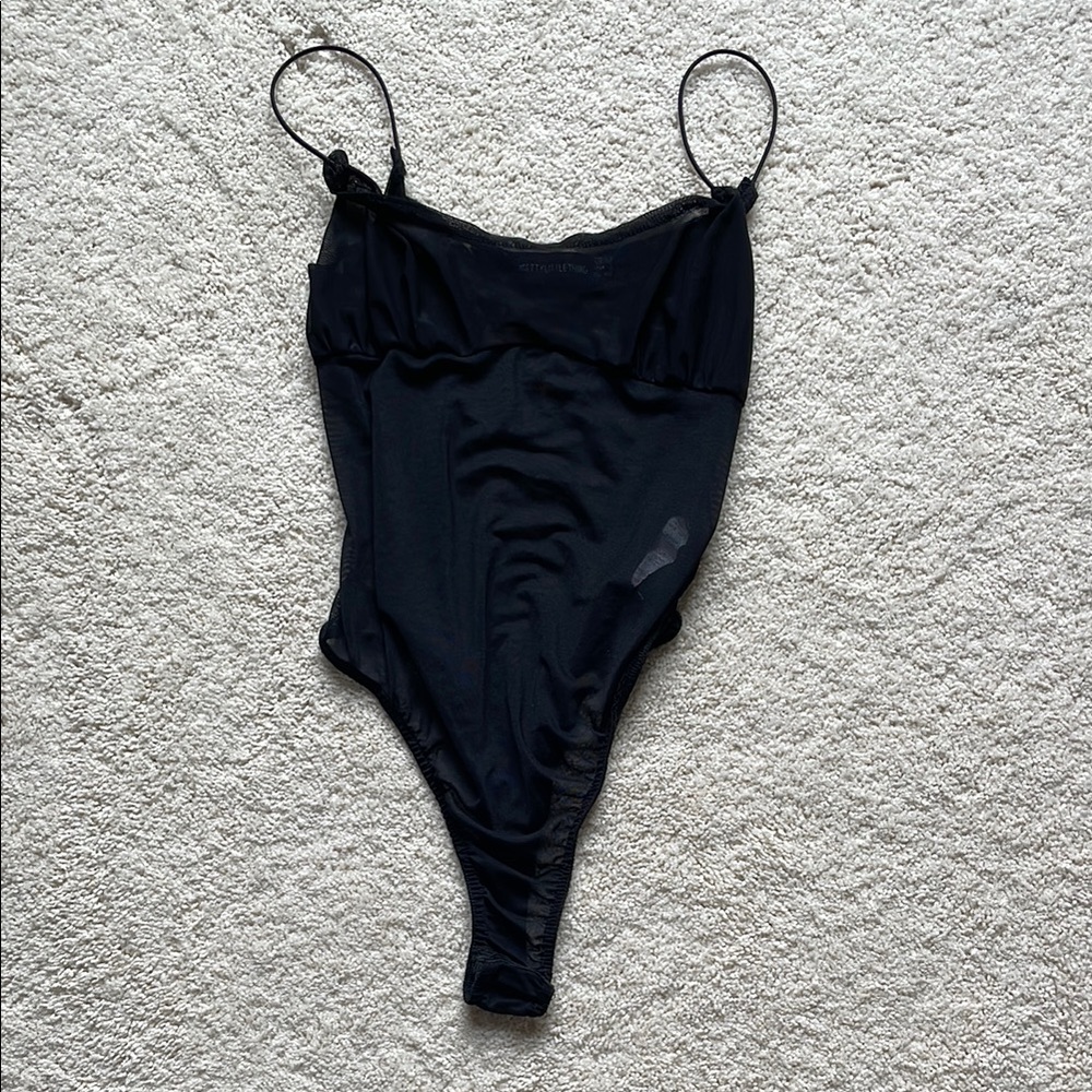 Black Spaghetti Strap Bodysuit